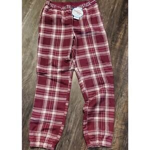 JUSTICE Girls Pink Plaid Burgundy Lounge Pajama Pants Size 10